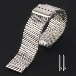 Universal Milanese Loop Strap Silver Metal Stainless Steel Quick Release Replacement Smart Watch Band Bracelet 18mm 20mm 22mm
