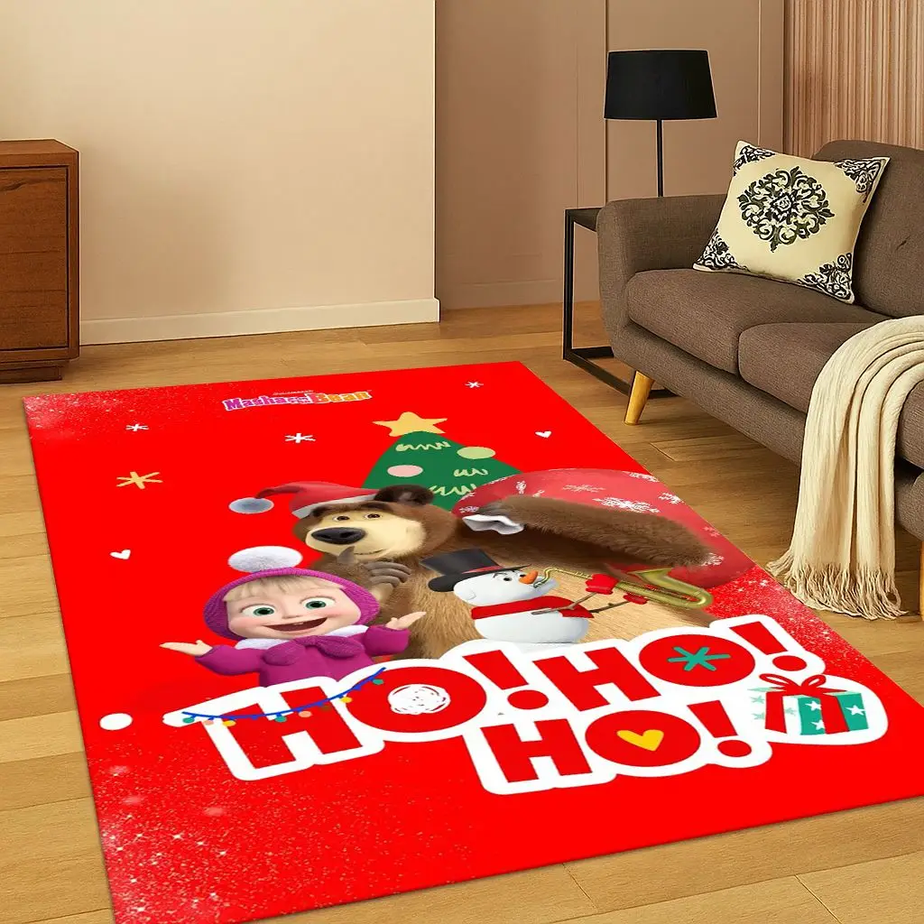 

3D ковер с рисунком медведя M-Маша и медведя для спальни, гостиной, дивана, коврик для домашнего декора, детский игровой коврик, нескользящий рождественский подарок