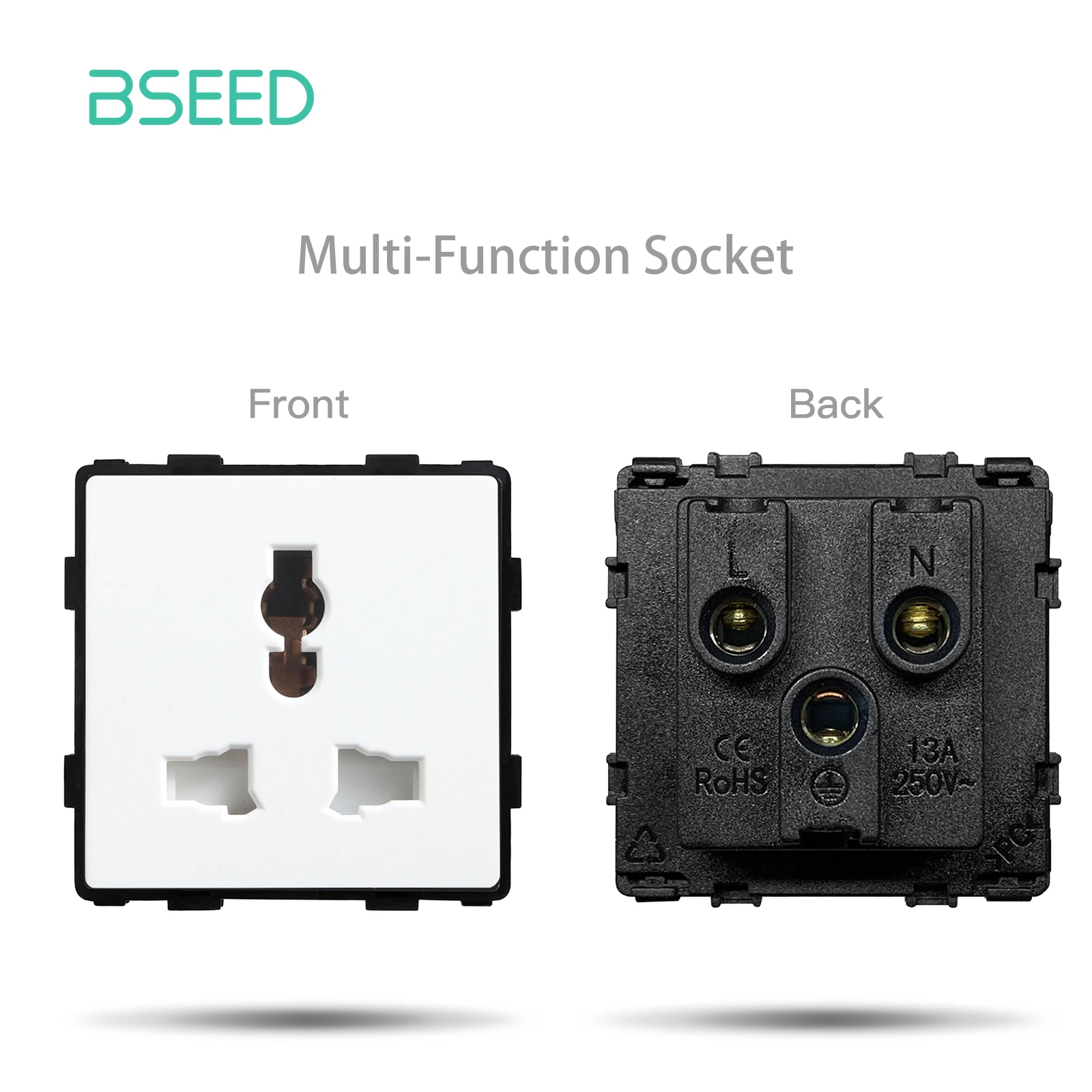 BSEED Weiße Glasscheibe mit Internet-Buchse TV ST CAT5 RJ45 Funktionsteile Doppel-USB-Buchse EU-Wandstecker DIY freie Kombination