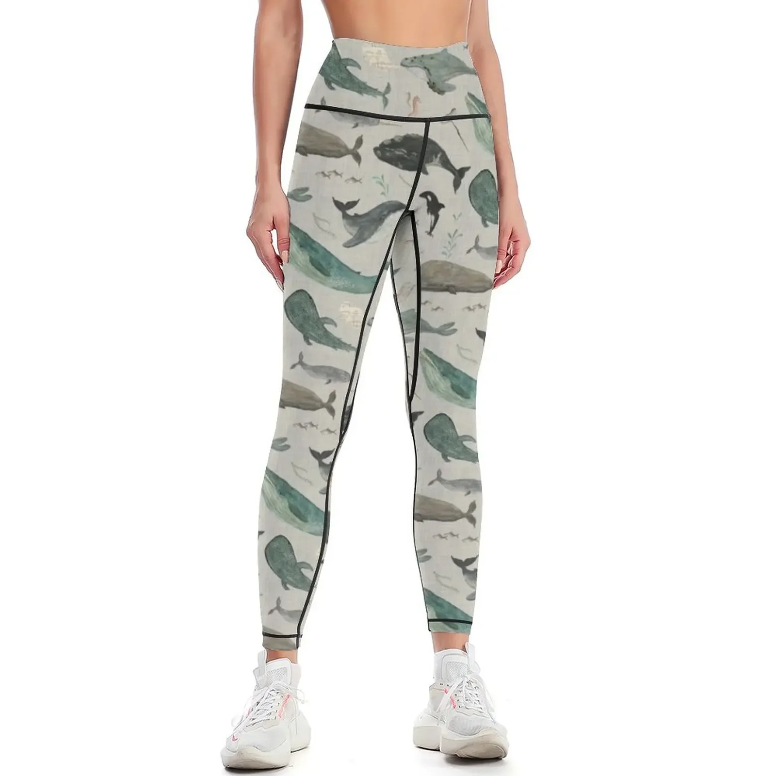 Whale song gray Leggings Pants sport Tight fitting woman push up fitness for fitness Womens Leggings
