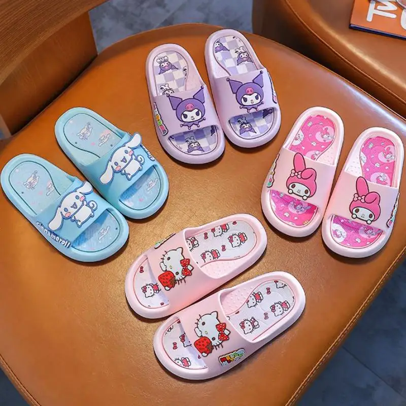 

Sanrio Cartoon Hello Kitty Children Slippers Summer New Style Girl Bath Shoes Kawaii Melody Anti Slip Soft Sandals Comfortable