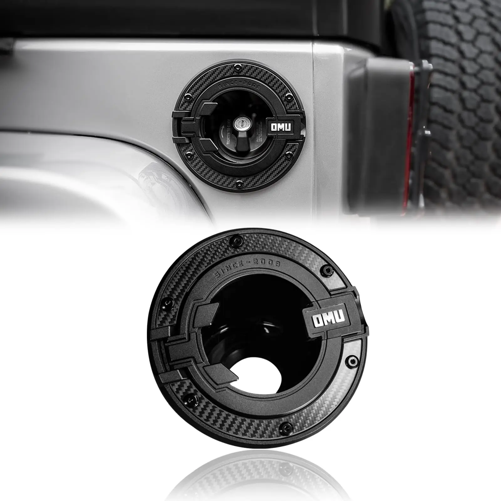 

OMU 4x4 Aluminum Transparent Space Capsule Gas Tank Cover Fuel Filler Cap For 2007-2018 Jeep Wrangler JK & Unlimited 4/2-Door