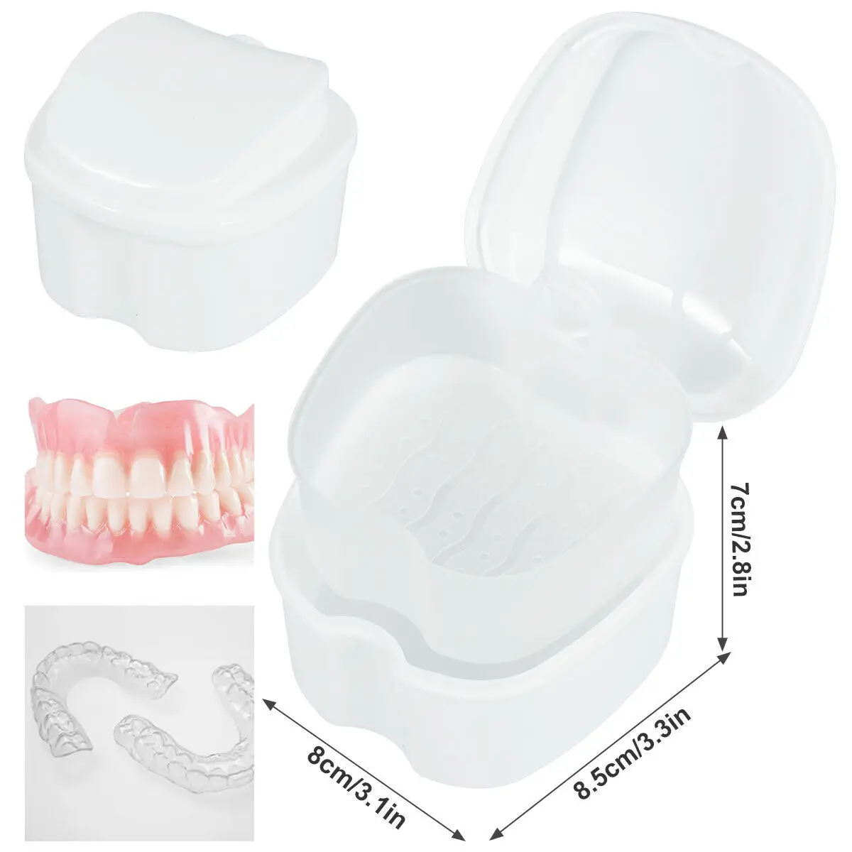 Denture Bath Box Cleaning Teeth Case Dental False Teeth Storage Box With Hanging Net Container Container Denture Boxs Container
