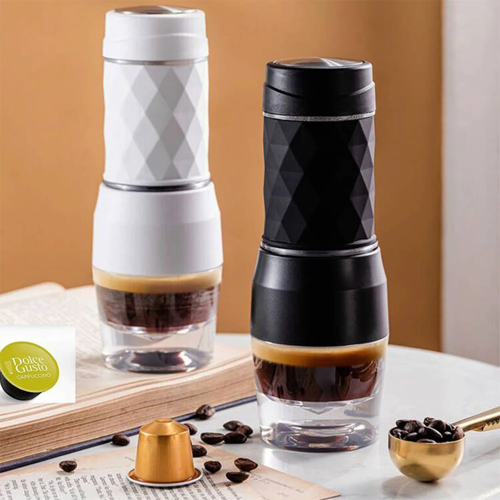 Espresso Coffee Maker Portable Hand Press Capsule Ground Coffee Brewer Outdoor Travel  Mini Coffee Cup Pot Coffee Machine