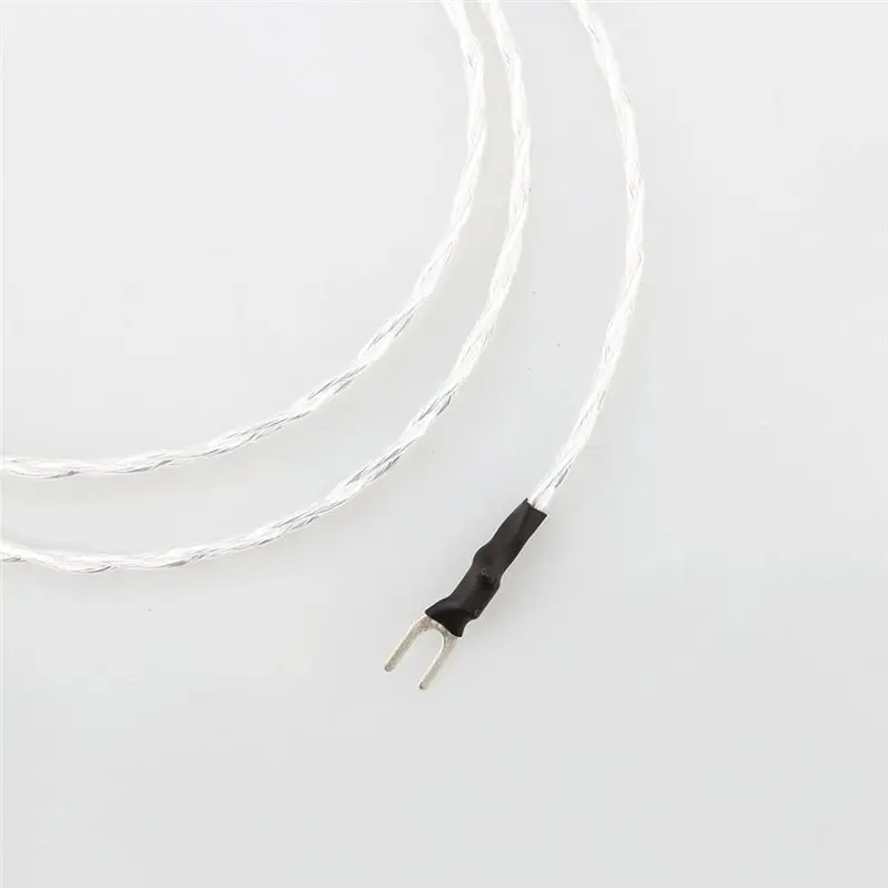 AA60 HiFi Bridge Cable 3AG OFC Silver Plated Y Spade Plug for Jumper Cable for LP Vinyl Phono Amplifier Ground Wire Silver