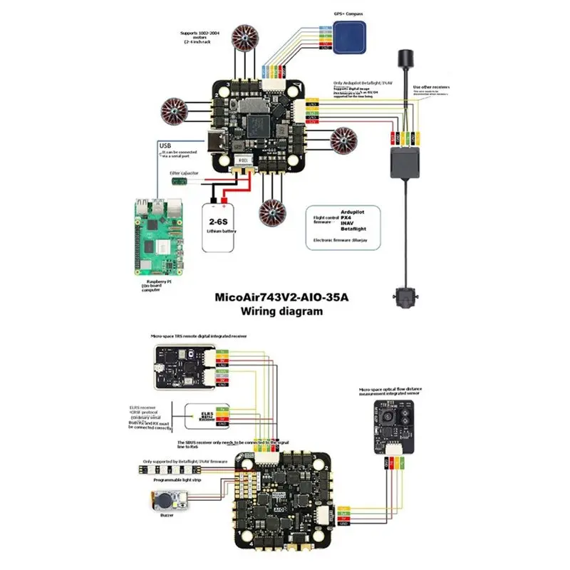 H743 V2 AIO 35A PX4 2-6S Flight Control Unit ESC Dual IMU Industrial-Grade Support PM PX4 INAV-AA02
