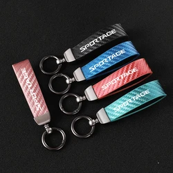 Car Carbon Fiber Leather Rope Keychain Key Ring for Kia Sportage Car Accessories