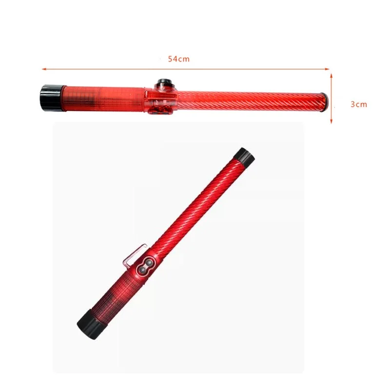 54CM PC Road Traffic Warning Rod Whistle Emergency Red LED Flashing Light Stick