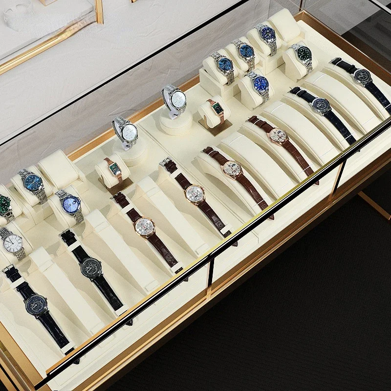 Jewelry display stand advanced beige white super slim hand watch flat cabinet props arch watch display props