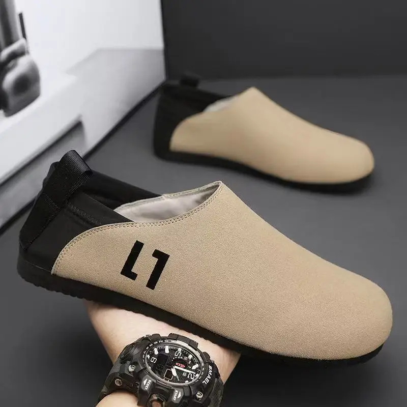 Lightweight Breathable Summer Men's Slip-On Casual Bean Cloth Shoes Driving Comfortable Anti-Slip Beijing Style Flat Sneakers
