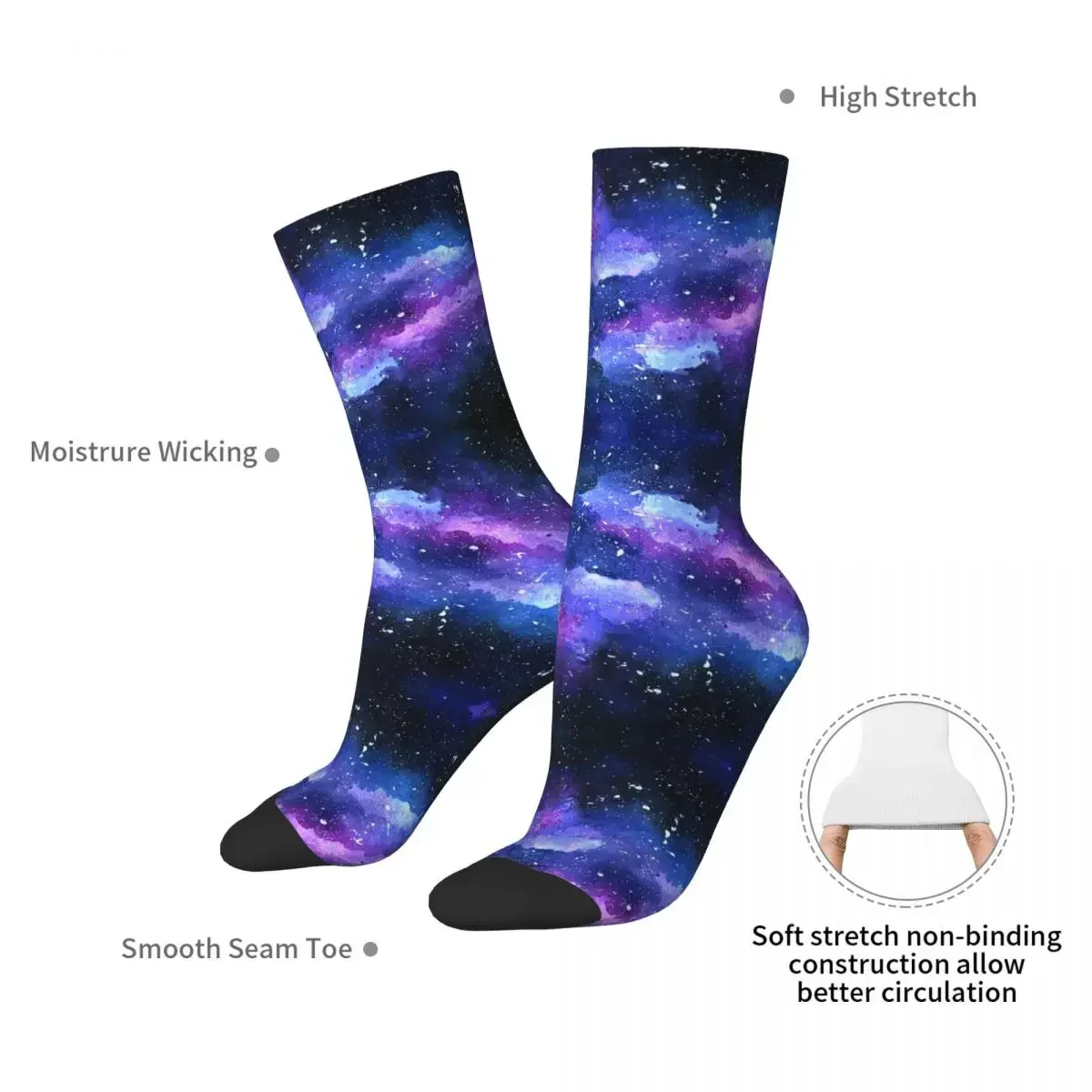 Galaxy Socks Harajuku Sweat Absorbing Stockings All Season Long Socks Accessories for Man's Woman's Gifts