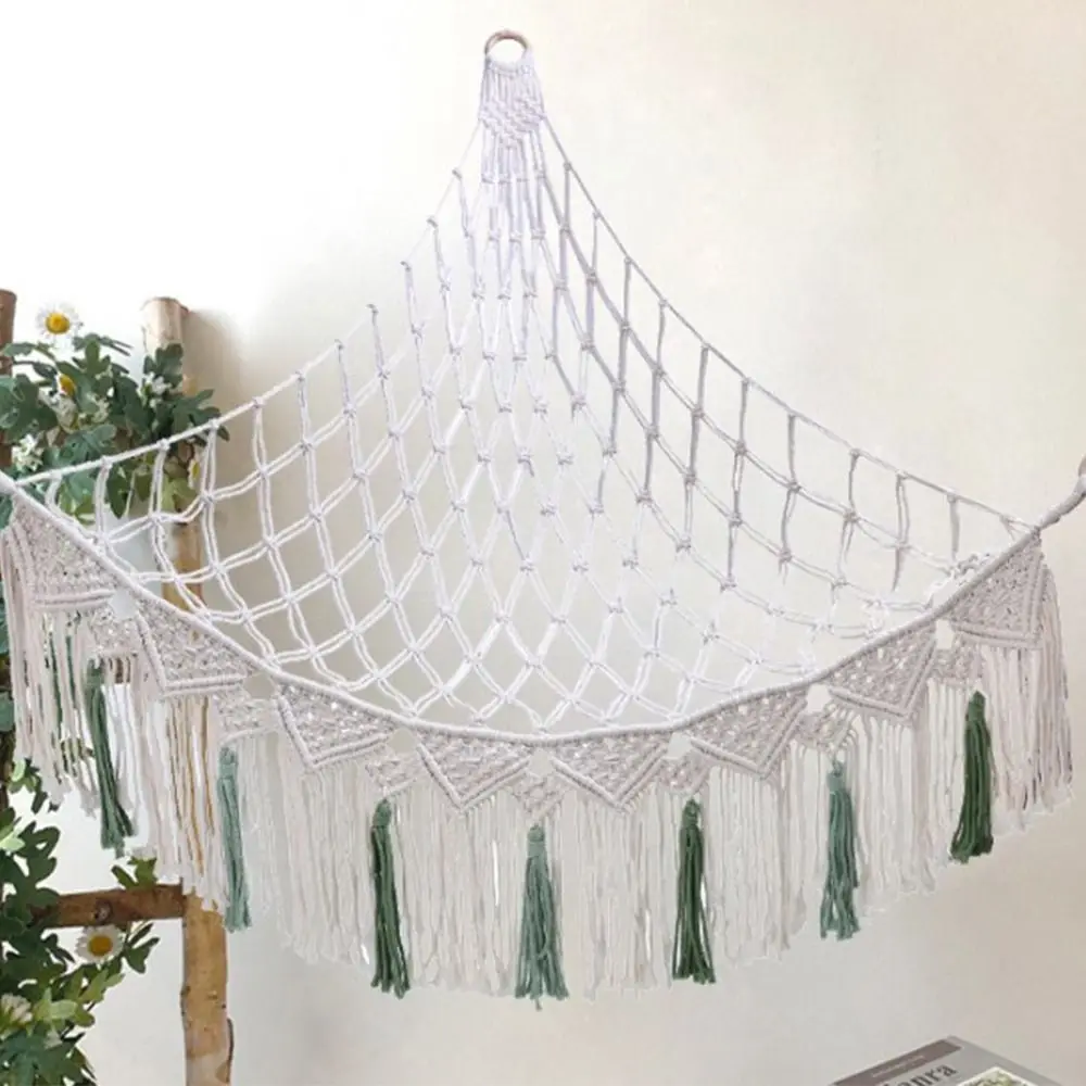 White Stuffed Animals Hammock Net Macrame Boho Toy Storage Organizer Large Capacity Easy To Install Stuffy Collection Toy Holder