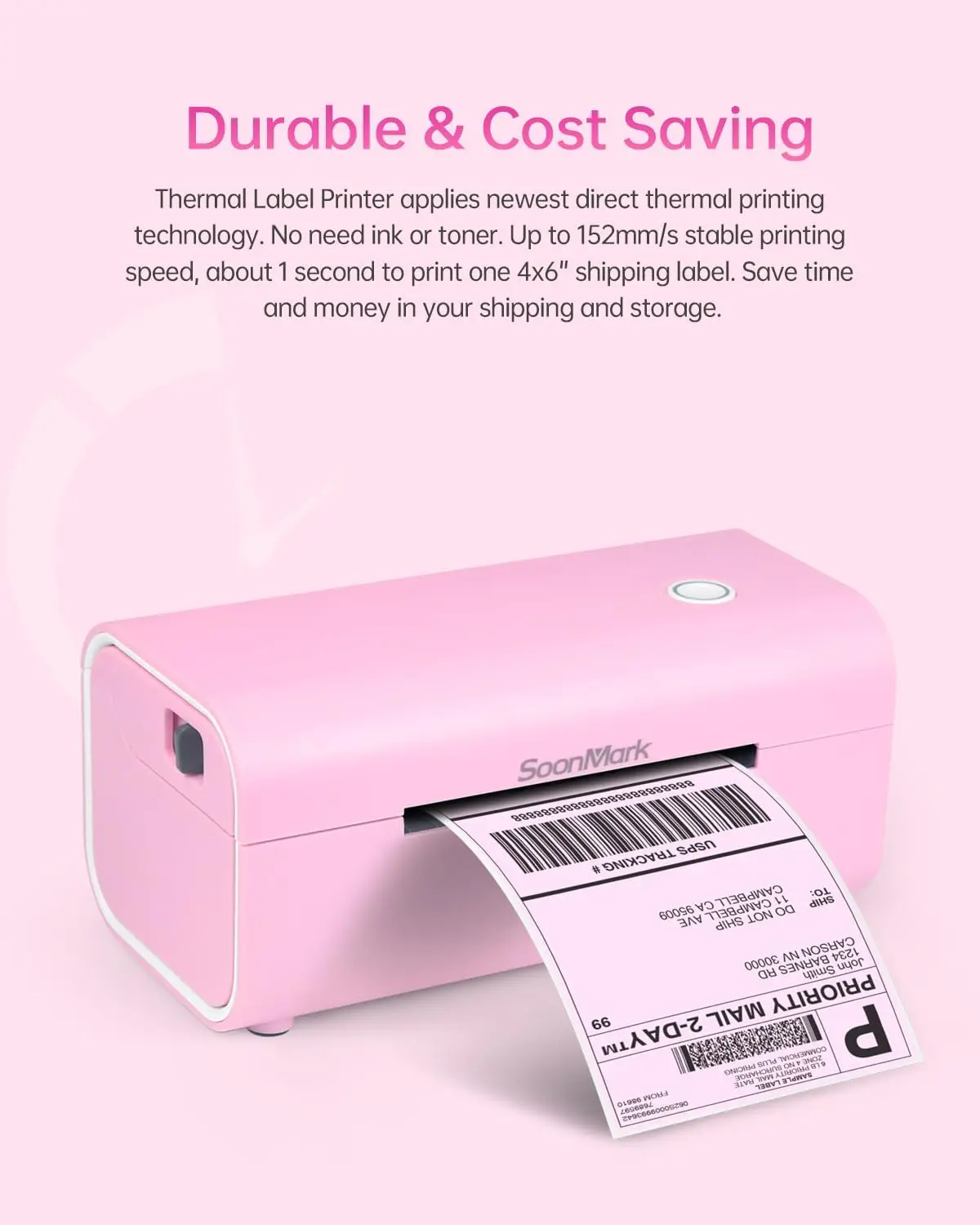 طابعة ملصقات حرارية بلوتوث، لاسلكية 4x6 للشحن، تعمل مع iPhone، Android، Mac، Windows، Etsy، eBay، Shopify، USPS #3