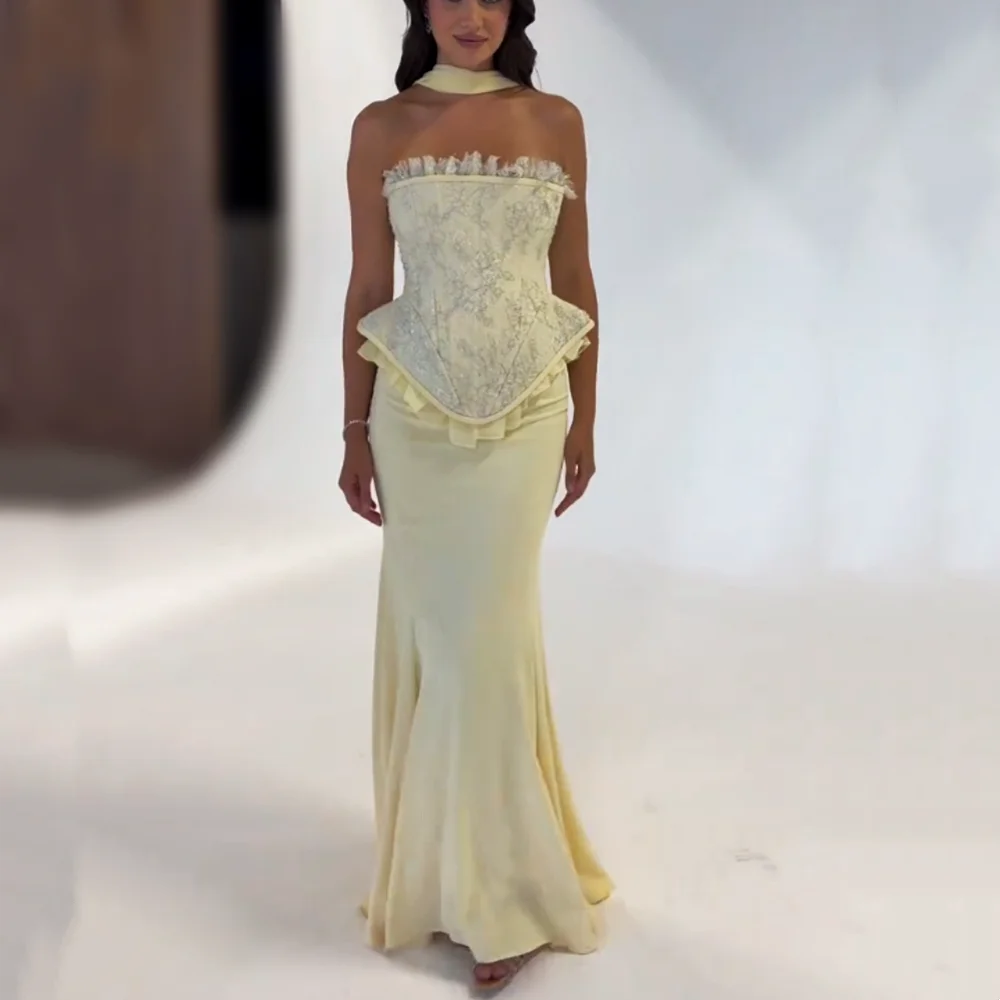Robe de soirée élégante personnalisée pour femme, sans manches, bustier, coupe trapèze, longue, pour bal et fête