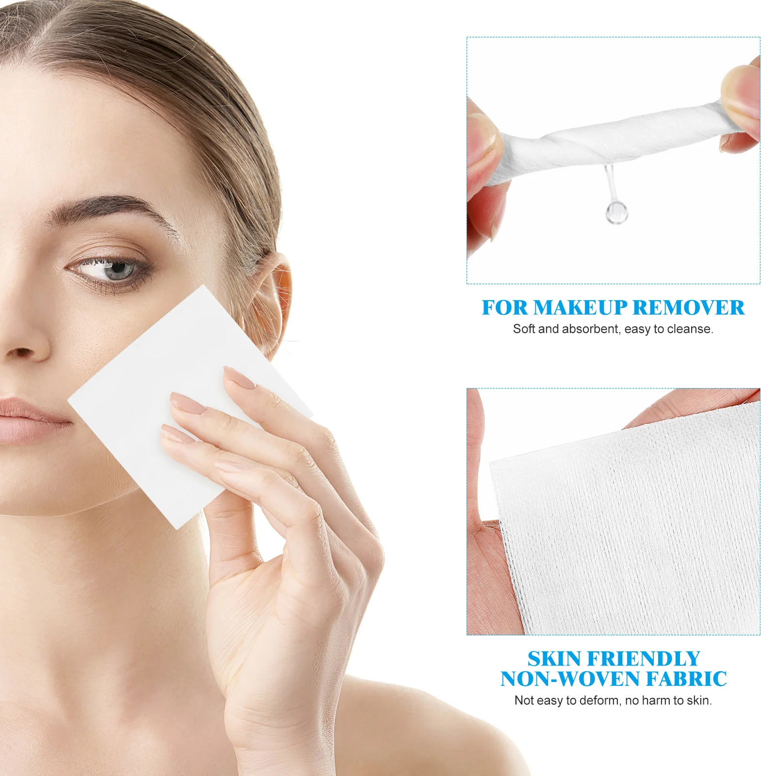 200 Stück Gesichts-Make-up-Pads, hochwertige Tücher aus Vliesstoff zum Entfernen von Make-up und zur täglichen Reinigung, leicht, reisefreundlich