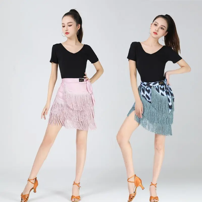 New Latin Dance Hip Scarf Adult Female Irregular Tassel Skirt Apron Latin Practice Dance Short Skirt One Skirt