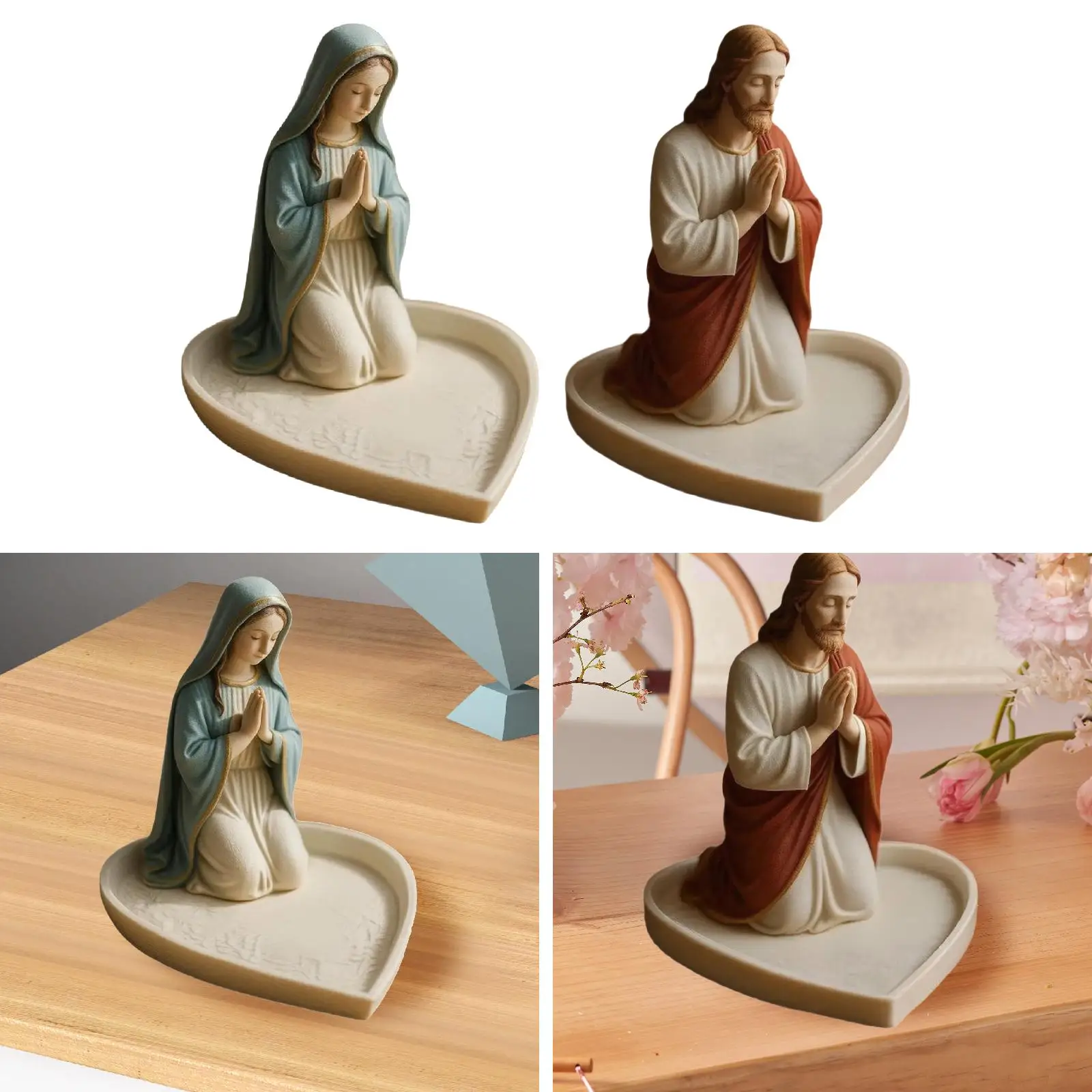 Statua di preghiera Vassoio per gioielli Porta rosario Elegante organizzatore di gioielli multiuso Scultura di preghiera per bracciali Anelli Vanity