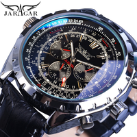 JARAGAR 212 Elegant Automatic Mechanical Watches for Man Hollowing Dial Chronograph Luminous Multifunctional Men Wristwatch