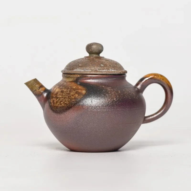 Black pottery texture nails, firewood pot, purely handmade naked burning, raw ore teapot