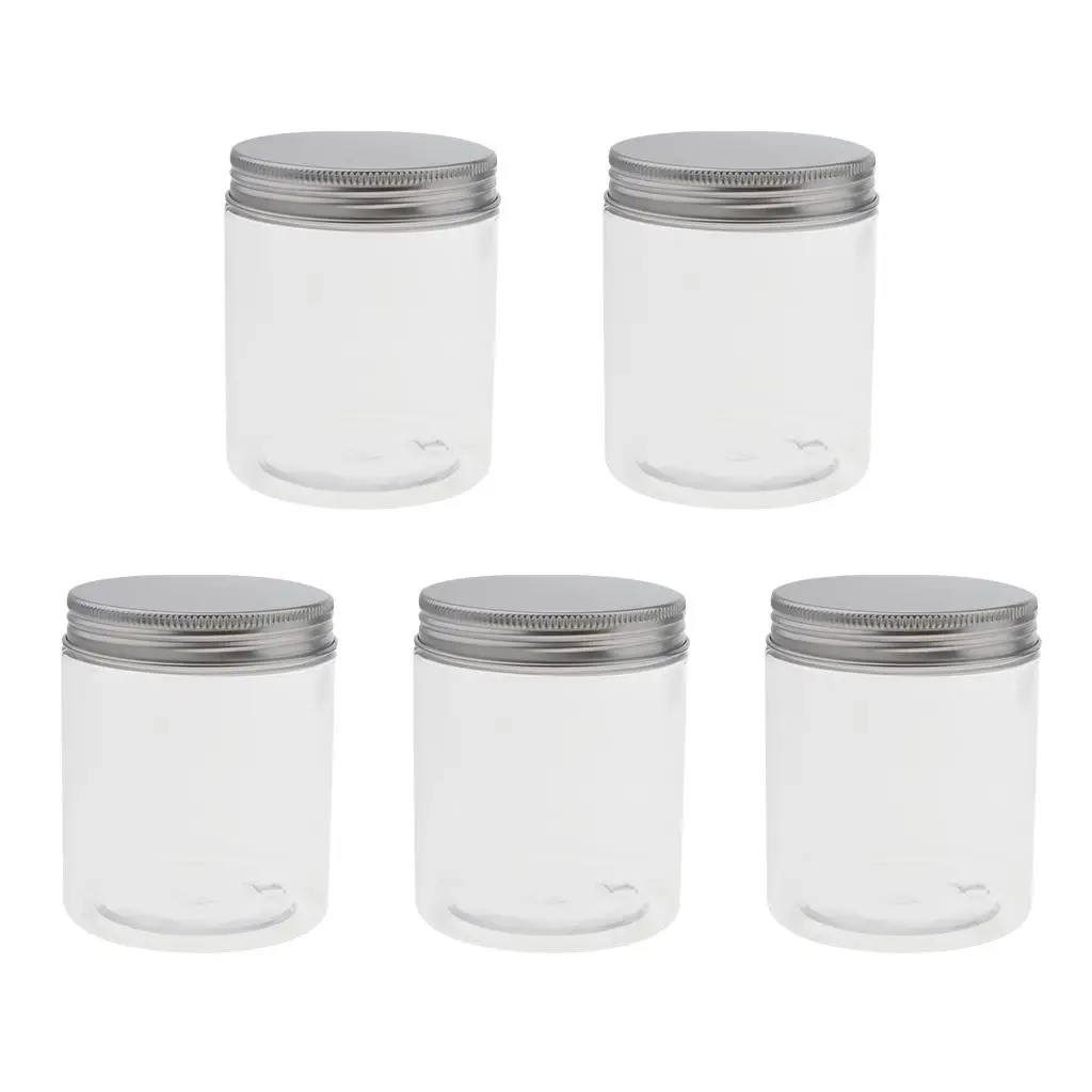 5Pcs 250ml Plastic Makeup Pot Jar Empty Cosmetic Container with Screw Lids