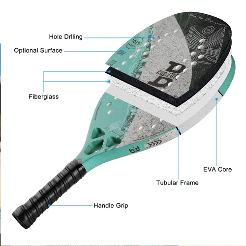 Imagen 2 del producto Raqueta de tenis de playa Raqueta profesional totalmente de carbono Uso de entrenamiento EVA Juego de raquetas de paleta para hombres y mujeres - 8 piezas