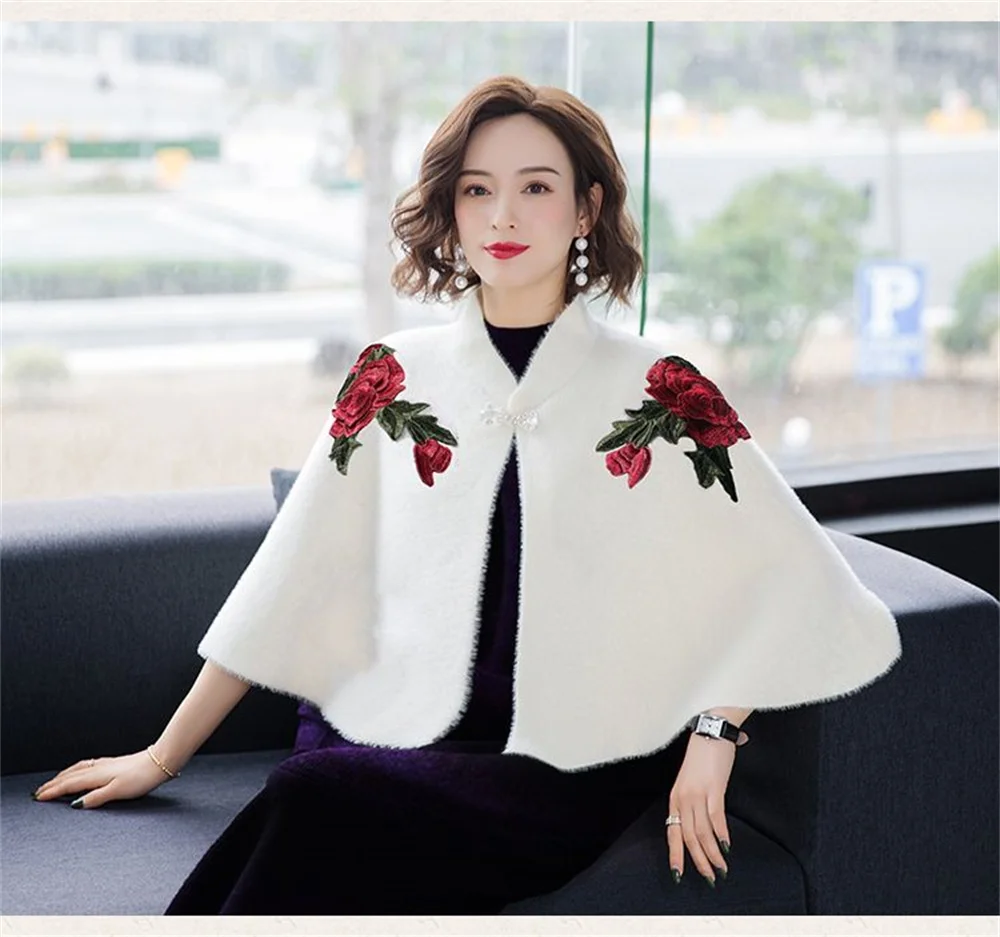 Mink Fleece Cardigan for Women, Little Cloak, Short Shawl with Qipao Outer Coat, Autumn and Winter, New Edition, 2024