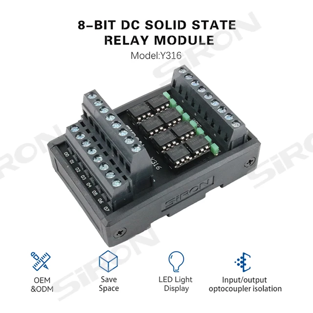 SiRON Y316 OEM Customized Transparent Output Dc 24v Solid State Relay Module Din Rail Mount 4/8Channel  