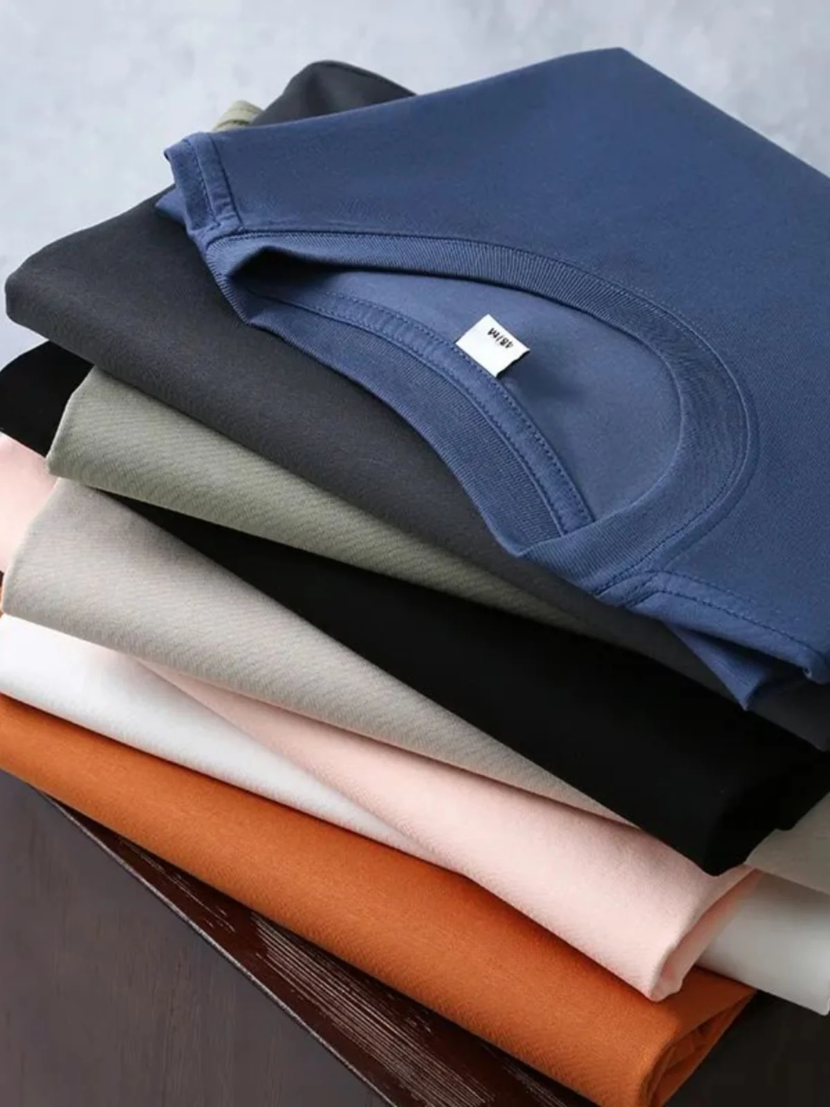 Summer Men's Short Sleeve T-Shirt Liquid Ammonia Processed Sorona Technology Loose Fit Base Layer Micro-Wide Style round Neck