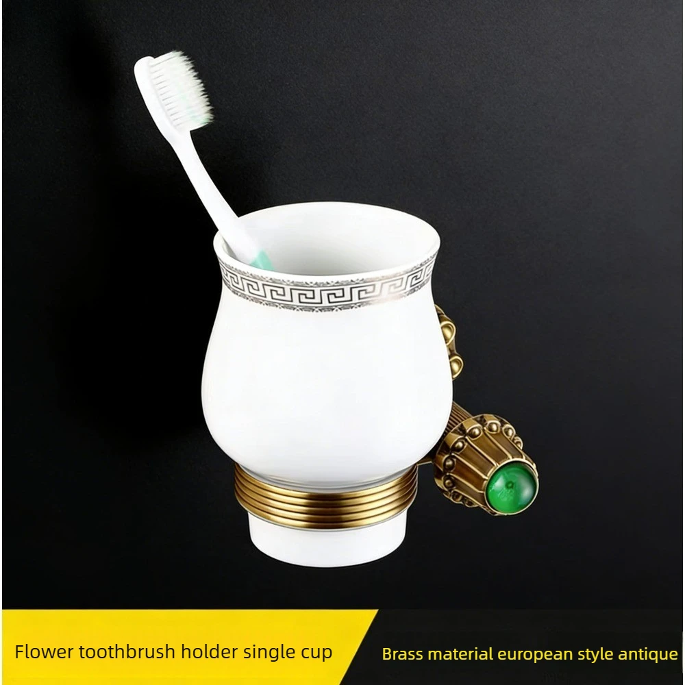 

Antique single Brass cup toothbrush cup holder, bathroom special storage accessories