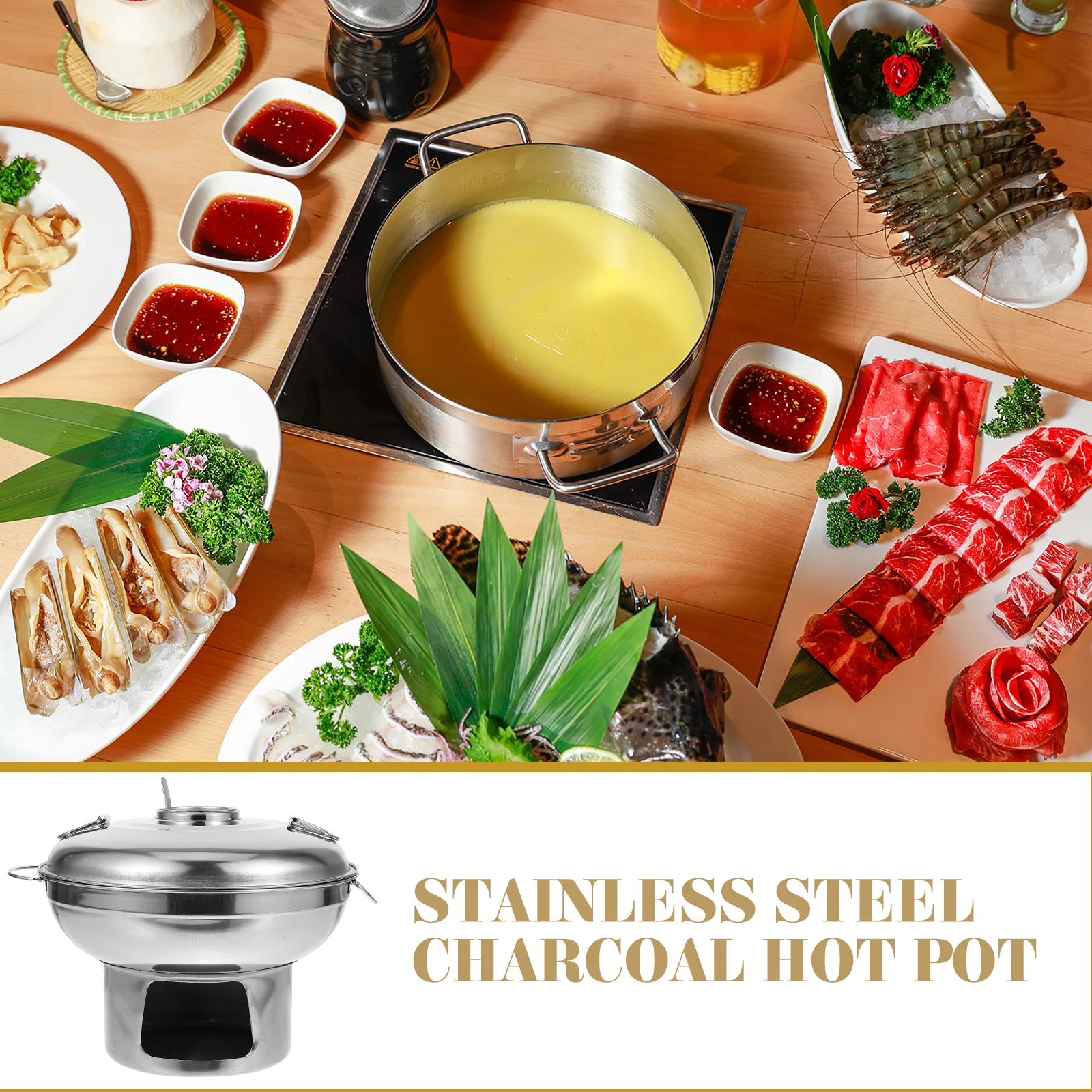 

Portable Hot Kitchen Cookware 20cm Stainless Steel Camping Stove Durable Heat Resistant Easy Clean Kitchen Cookware