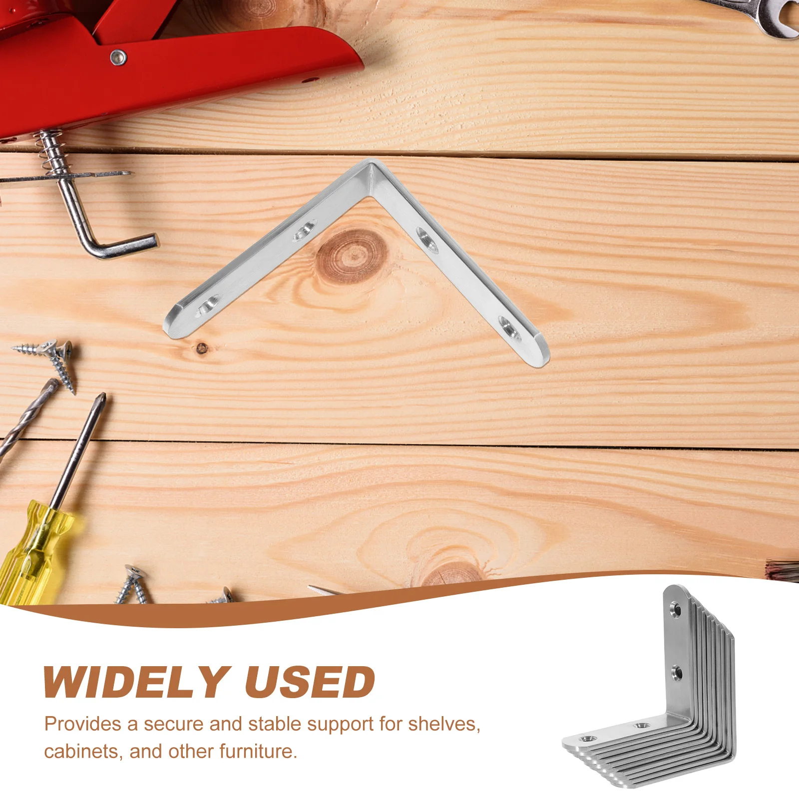

10Pcs Strong Stainless Steel Brackets Stable Corner Braces for Shelves Cabinets Wood Brackets for Braces Angle Bracket