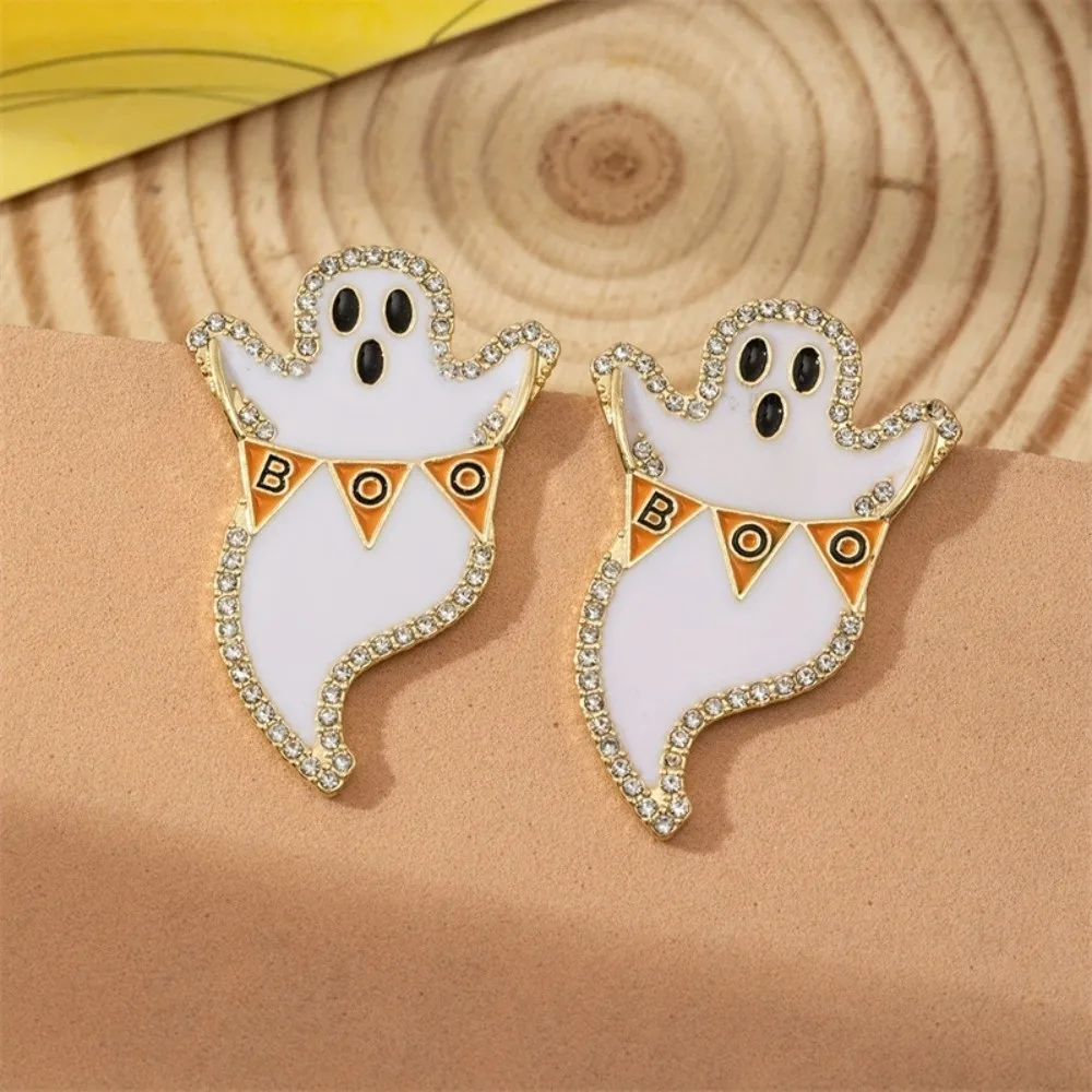 

Exaggeration Halloween Earrings Gothic Style Luminous Ghost Ear Studs Long Tassel Jewelry Pumpkin Dangle Earrings