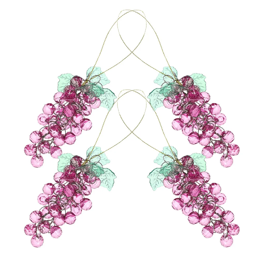 

4Pcs Beaded Grape Hanging Ornament Artificial Grapes Decor for Anniversary Wedding Party Supply Beaded Grape Artificial Fruits