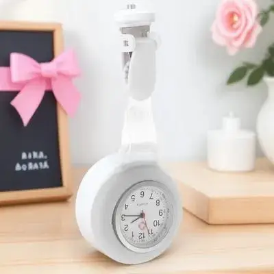 

Portable Breast Watch Clip White Professional Pocket Watch for Nurses Lightweight Multi function Nurse Clock Accessory