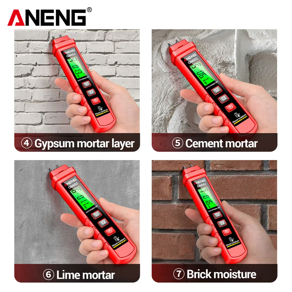 ANENG-probador de humedad inteligente GN602, Detector de humedad de madera de 0 ~ 58%, herramientas de materiales de construcción de valor