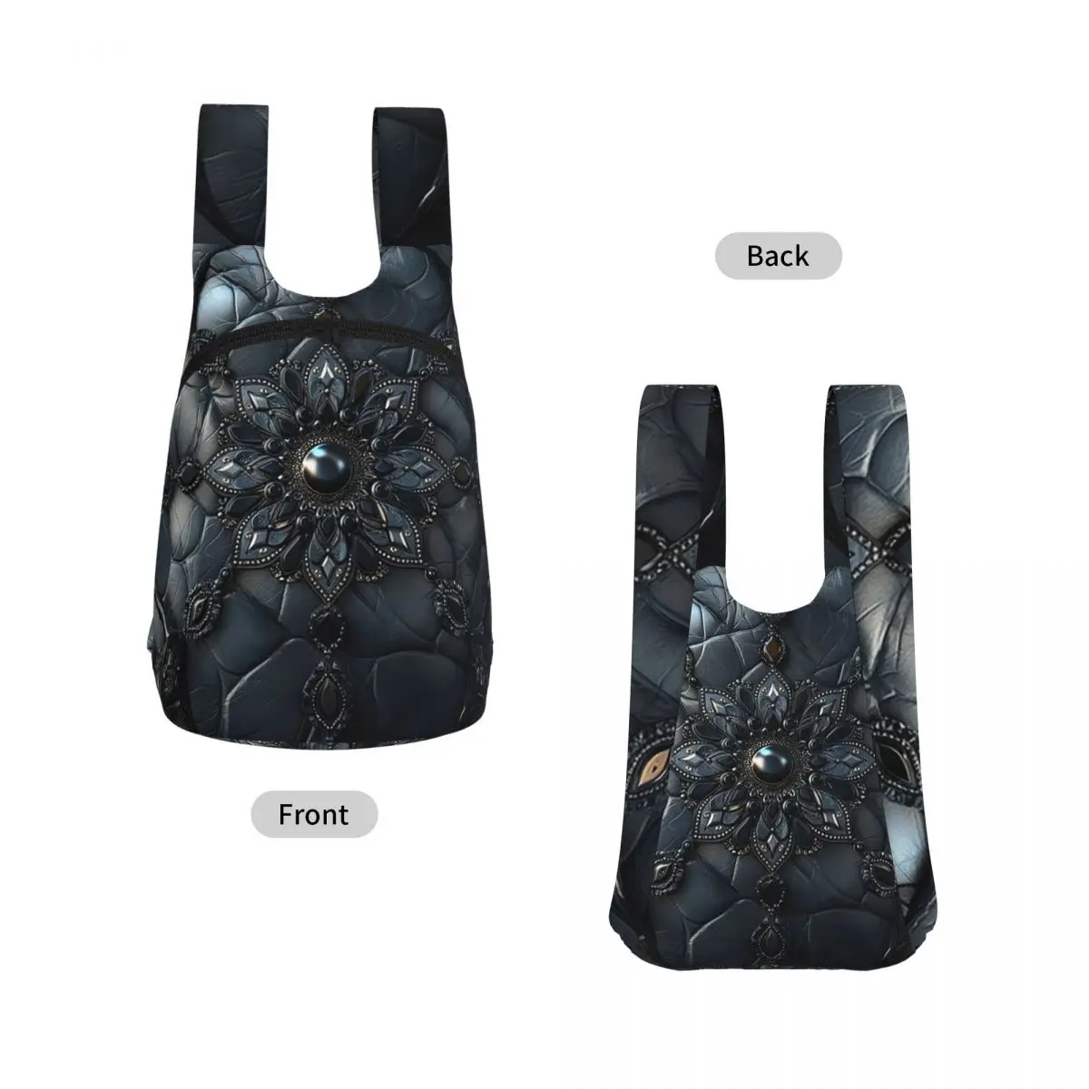 Mandala In Black Leather And Stone Jewelry Backpack Student Storage BookBag Children School Bag Laptop Shoulder Bags Boys Girls