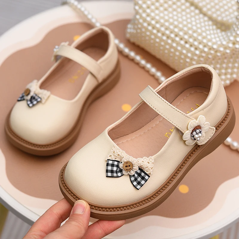 

Girls' Shoes, Children's Princess Shoes, 2026 New Spring Collection, Little Girls' Shallow Mouth Bow Black Leather Shoes, Childr