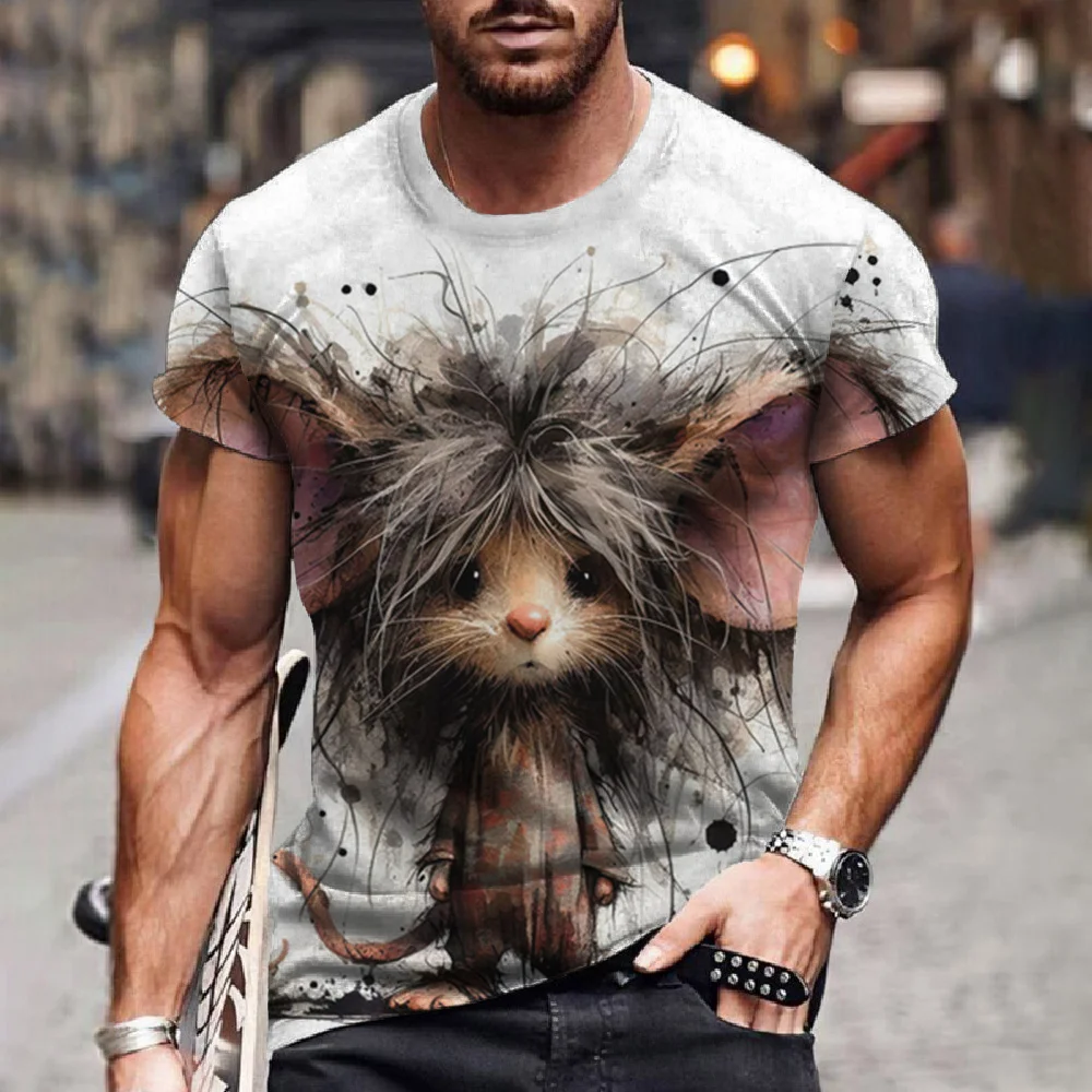 Summer Men's T Shirt 3d Print Funny Animal Street Casual Short Sleeve Cartoon T-Shirts Fashion Streetwear Male Men's Clothing