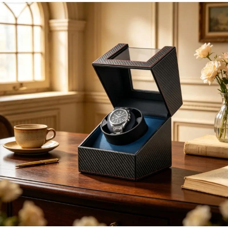 Automatic Dual Watch Winder with 5-Mode Anti-Magnetic Silent Motor & Moisture-Proof Storage Case for Mechanical Watches