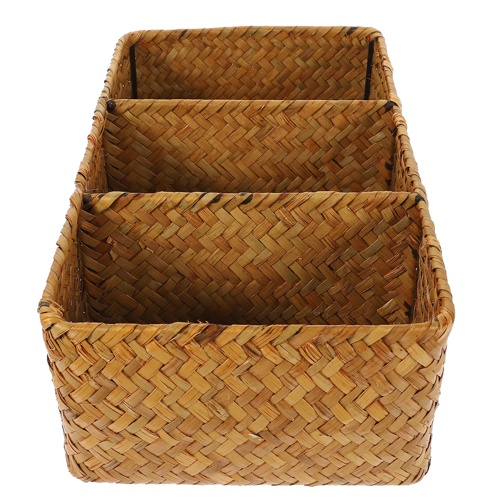 

Woven Storage Box Desktop Organizer Basket for Cosmetics Jewelry Socks Natural Decorative Bedroom Living Room Office Foldable