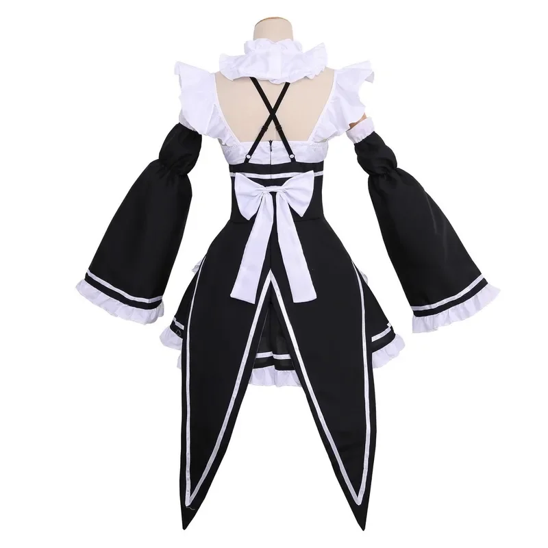 Anime Ram/Rem Lolita Maid Cosplay Kostüme Kleid Re: Zero Kara Hajimeru Isekai Seikatsu Halloween Kostüme für Frauen Loli Kleid