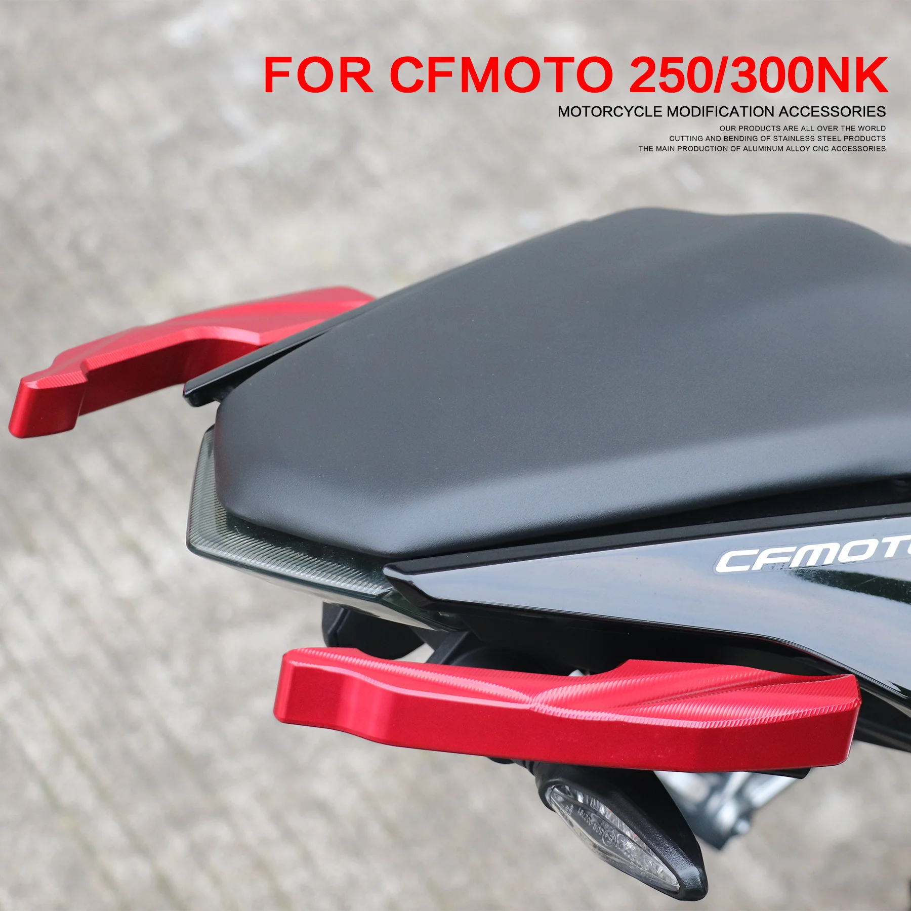 For CFMOTO 300NK 250NK NK250 NK300 Motorcycle Tail Armrest Motocross Thickened Passenger Handle CNC Aluminum Rear Handrail