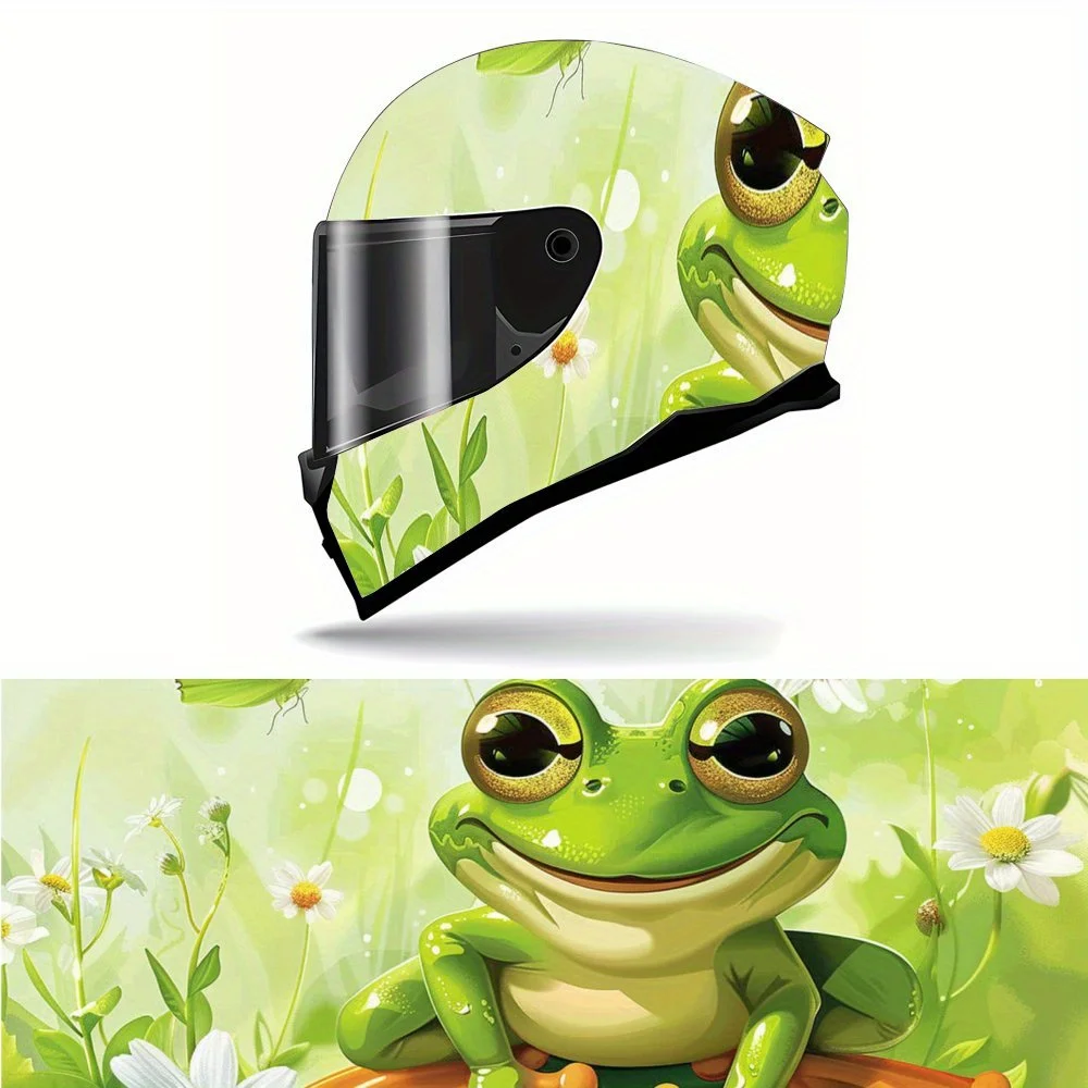

Big Eyed Green Frog Print Full Helmet Wrap Sticker Motorcycle Helmet Racing Graphic Decal Vinyl Wrap Helmet Decorative Sticker W