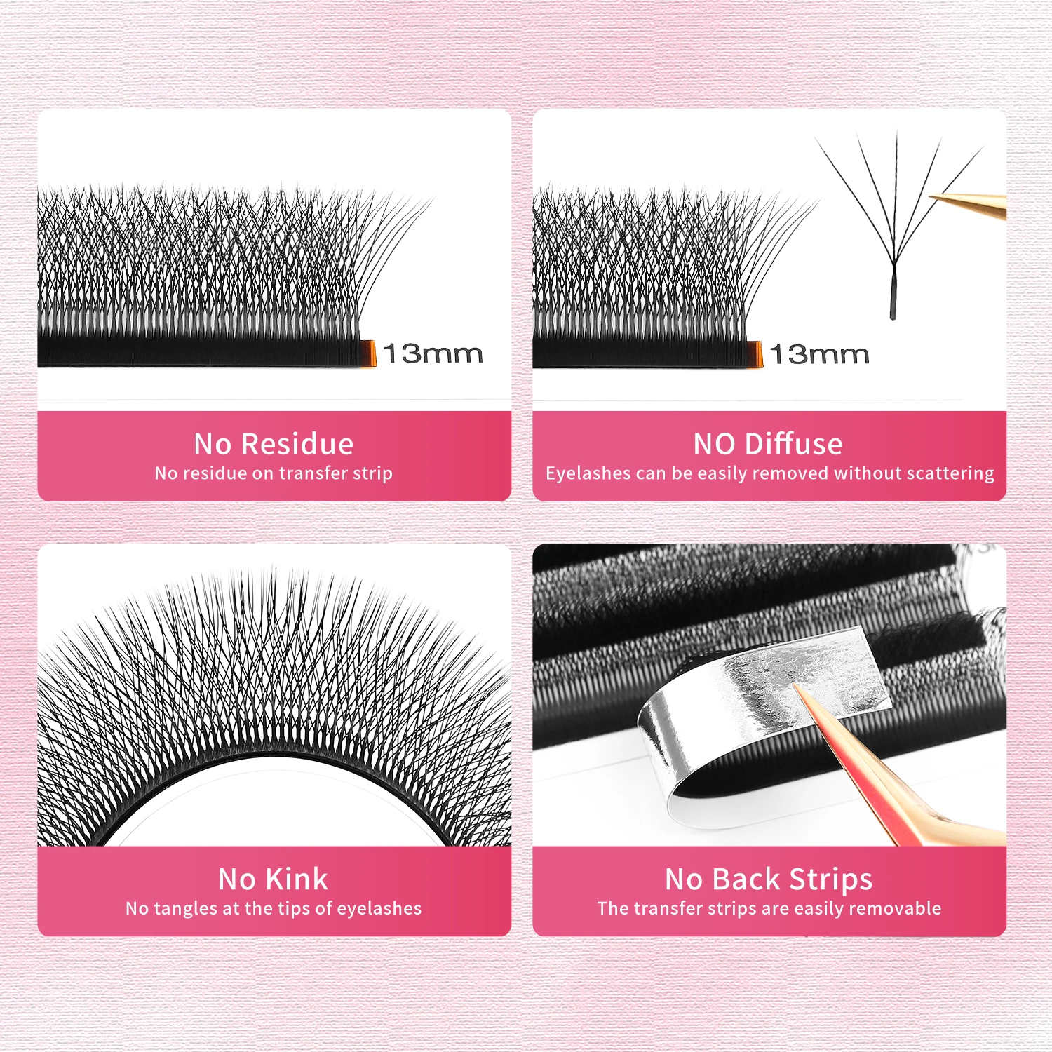 XIUSUZAKI 5D W Lashes Black Brown Premade Fans Eyelashes Extensions Natural Soft Individual Volume False Lashes Makeup Tools