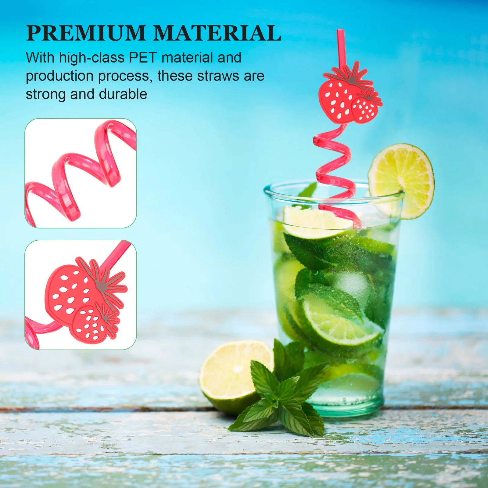 

12 Pcs Spiral Straw Straws Drinking Reusable Fruits Summer The Pet Party Travel