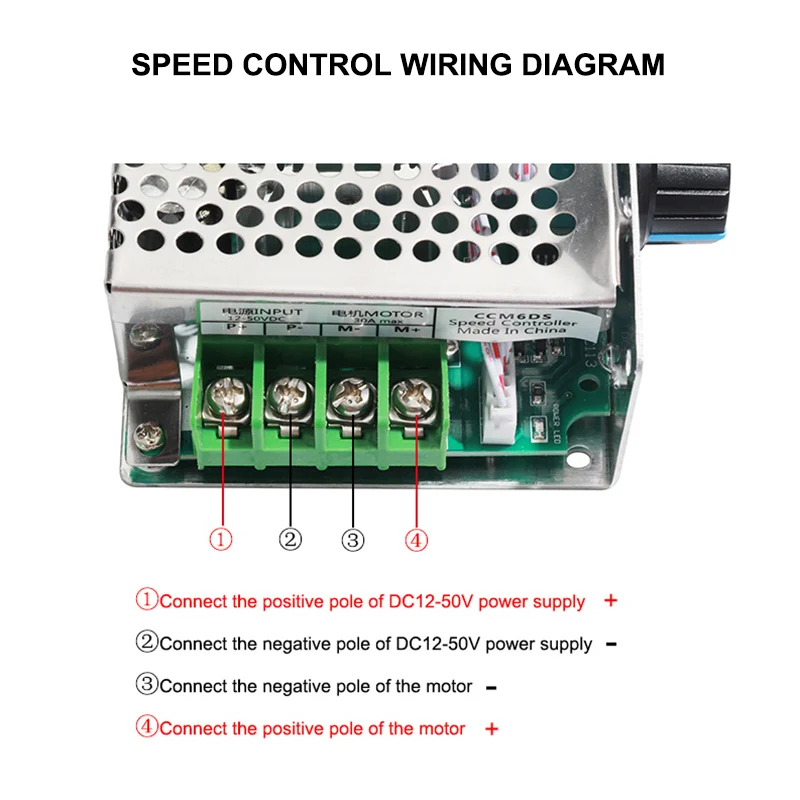 Regulador de velocidad del Motor PWM DC, controlador de Motor, carcasa de Metal, módulo de interruptor de Control de velocidad, 12V, 24V, 36V, 30a