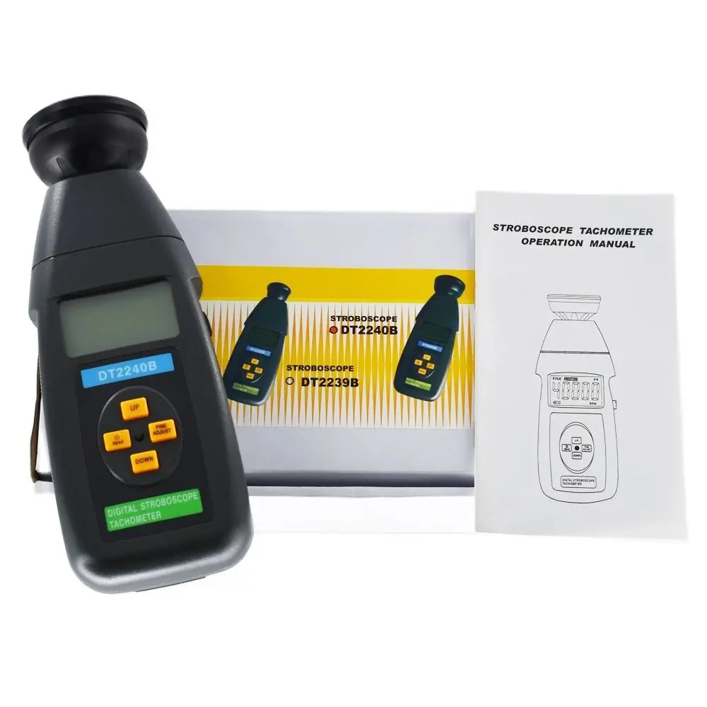 DT2240B Digital Stroboscope Non-contact Flash tachometer 60-40,000RPM Photoelectric Revolution meter Speedometer