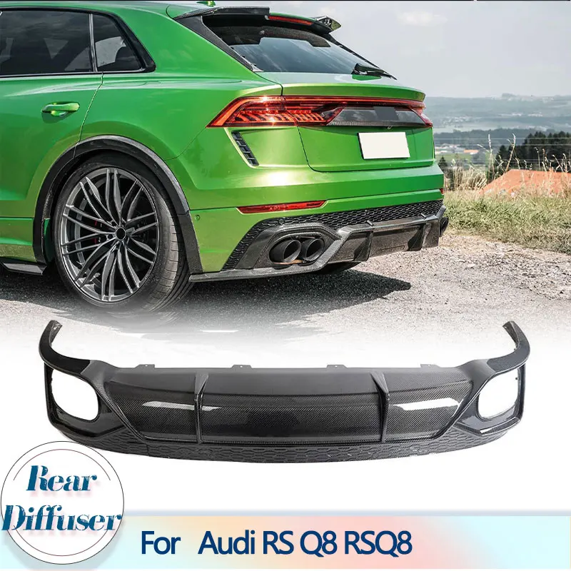 

Car Rear Bumper Diffuser Lip For Audi RS Q8 RSQ8 Sport Utility 4-Door 2020-2023 Carbon Fiber Rear Diffuser Lip Apron Guard