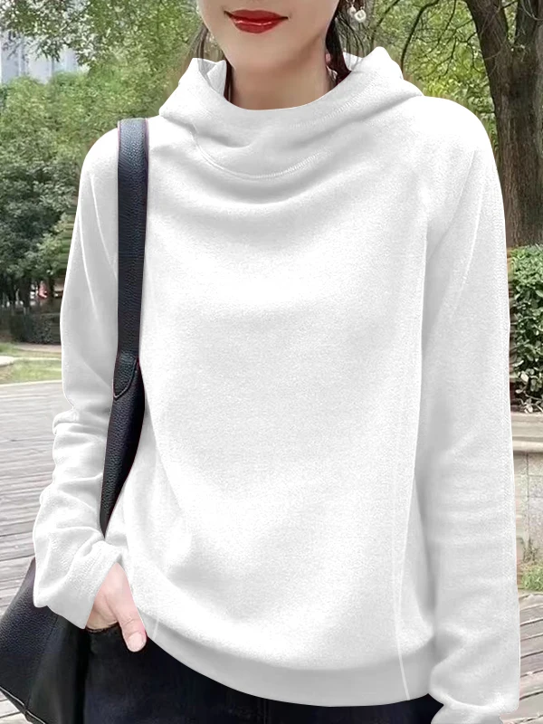 Ladies Large Size Hooded Long Sve Sweatirt Double Sided Thiened Warm Top Faionable Versatile Autumn Winter New Arrival