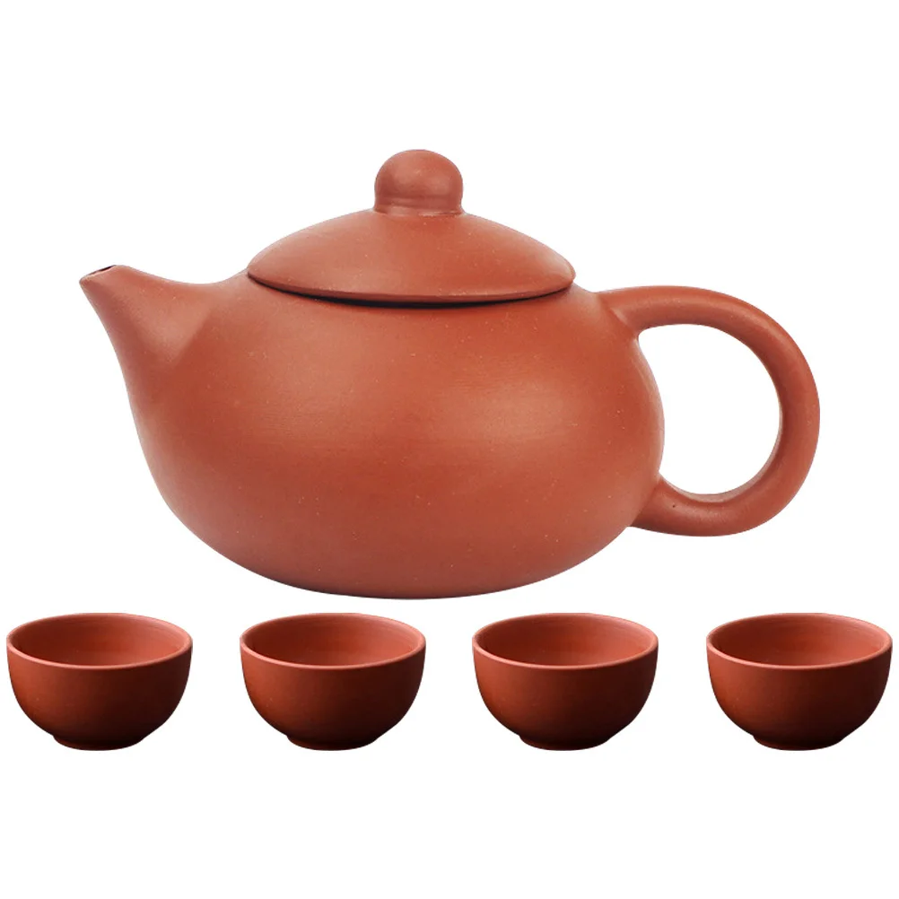 

1Set Purple Clay Teapot Set Handmade Ceramic PU-Erh Tea Brewing Pot Suitable Home Office Picnic Portable Tea Service
